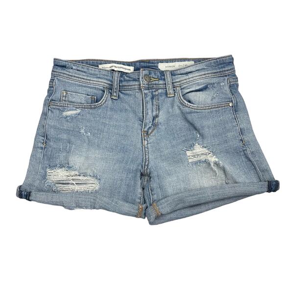 PILCRO AND THE LETTERPRESS Anthropologie Hyphen Denim Roll-Up Shorts Sz 25 - Picture 2 of 6